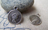 Accessories - 50 Pcs Antique Silver Queen Coin Round Charms 15mm A4758