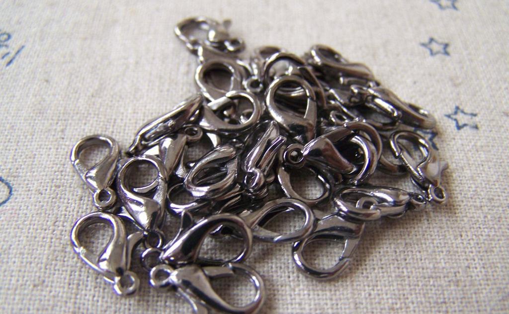 Accessories - 50 Pcs Black Gunmetal Lobster Clasp 12mm A4138