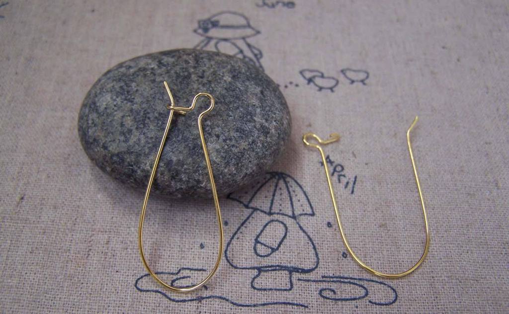Accessories - 50 Pcs Gold Kidney Earwire Earring Components 38mm A5089