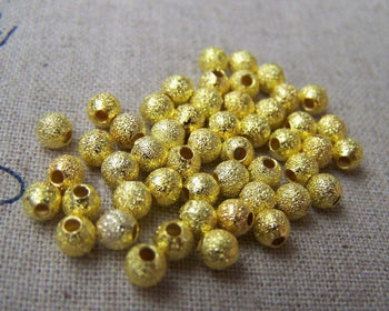 Accessories - 50 Pcs Gold Plated Sand Star Dust Beads Texured Beads 4mm A1955