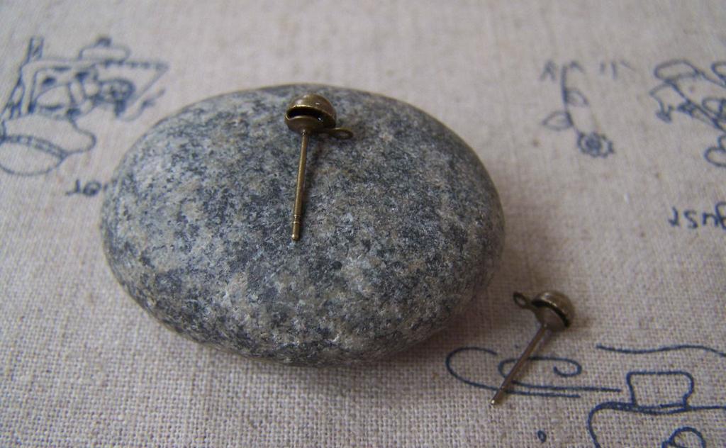 Accessories - 50 Pcs Of Antique Bronze Brass Ball Post Ear Stud Findings 5mm A3587