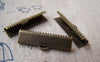 Accessories - 50 Pcs Of Antique Bronze Brass Ribbon Ends Clamps Fasteners Clasps 25mm A2780