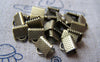 Accessories - 50 Pcs Of Antique Bronze Brass Ribbon Ends Clamps Fasteners Clasps 8mm A2133