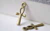 Accessories - 50 Pcs Of Antique Bronze Egyptian Ankh Cross Charms 18x18mm A2373