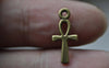 Accessories - 50 Pcs Of Antique Bronze Egyptian Ankh Cross Charms 18x18mm A2373