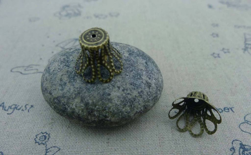 Accessories - 50 Pcs Of Antique Bronze Filigree Iron Bead Caps 12x16mm A2043