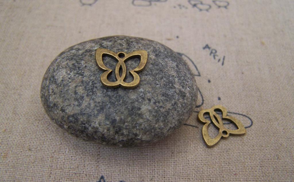 Accessories - 50 Pcs Of Antique Bronze Flat Filigree Butterfly Charms 12x14mm A5184