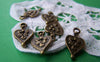 Accessories - 50 Pcs Of Antique Bronze Heart Charms 10x18mm Double Sided A1515