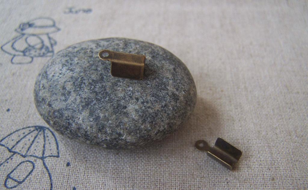 Accessories - 50 Pcs Of Antique Bronze Large Fold Over Crimp Head Clasps 4x11mm A2112