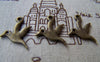 Accessories - 50 Pcs Of Antique Bronze Lovely Bird Charms 12x12mm A241