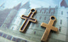 Accessories - 50 Pcs Of Antique Bronze Lovely Cross Charms 7x11mm A4163