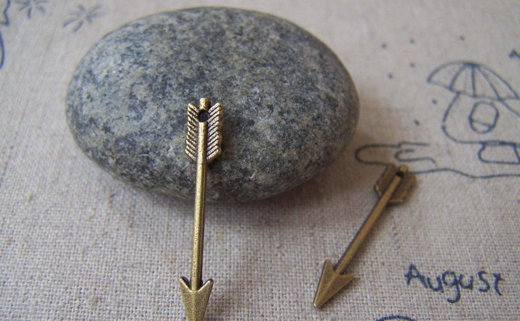 Accessories - 50 Pcs Of Antique Bronze Small Arrow Charms 6x30mm A4329