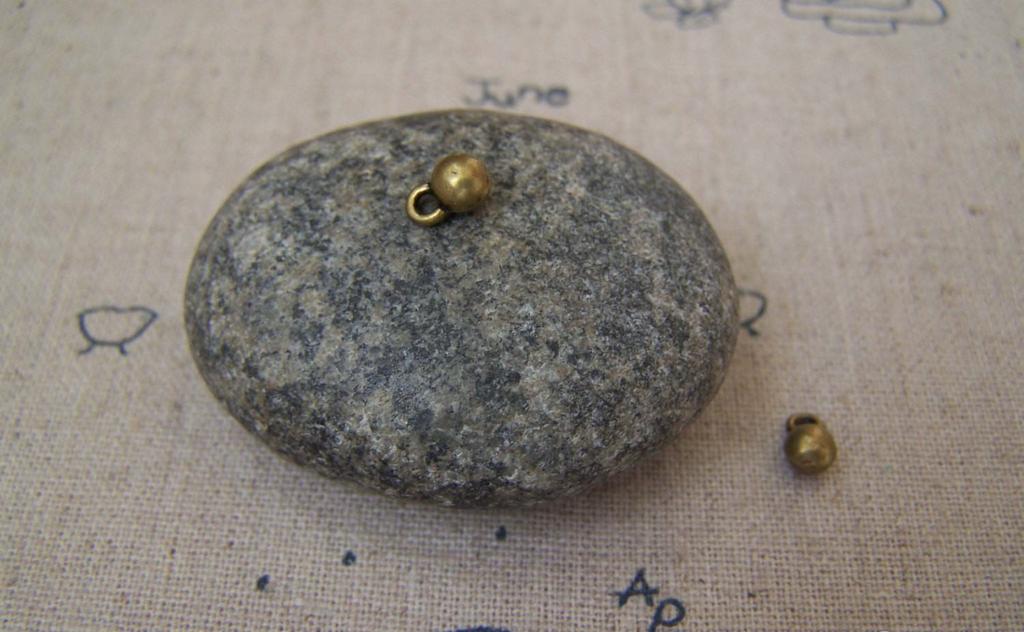 Accessories - 50 Pcs Of Antique Bronze Solid Round Ball Charms 4x6.5mm A5140