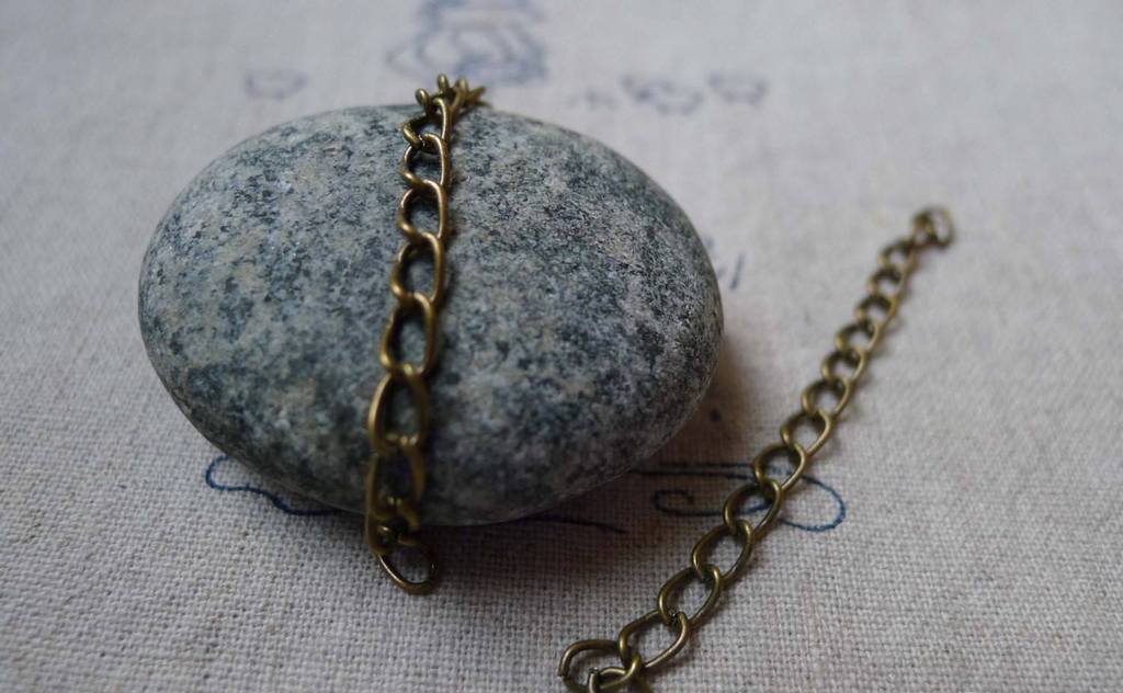 Accessories - 50 Pcs Of Antique Bronze Steel Precut Extension Chain Link 3mm A5494