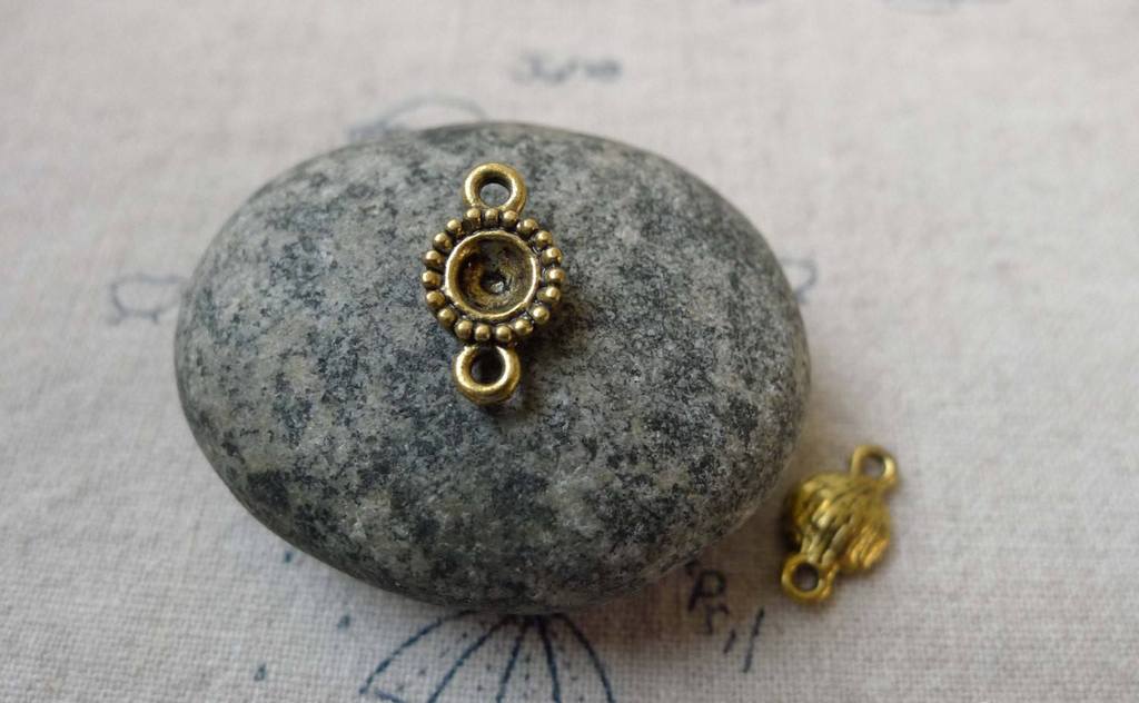 Accessories - 50 Pcs Of Antique Gold Flower Round Connector Charms 8x14mm A6489