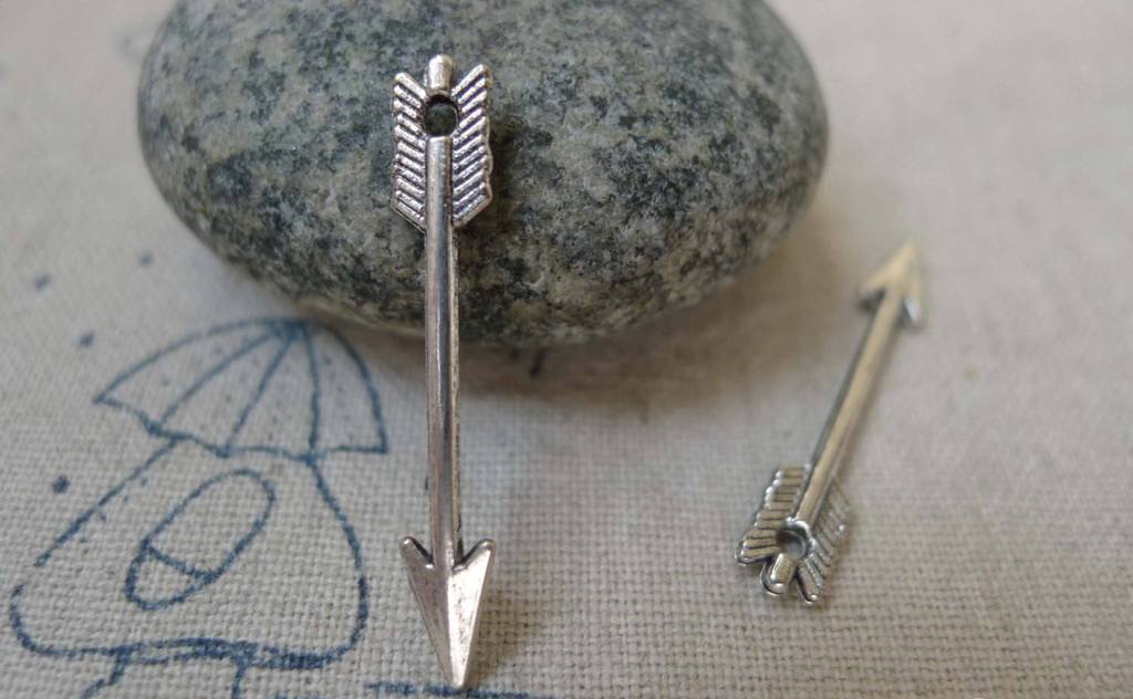 Accessories - 50 Pcs Of Antique Silver Arrow Charms 6x30mm A5940