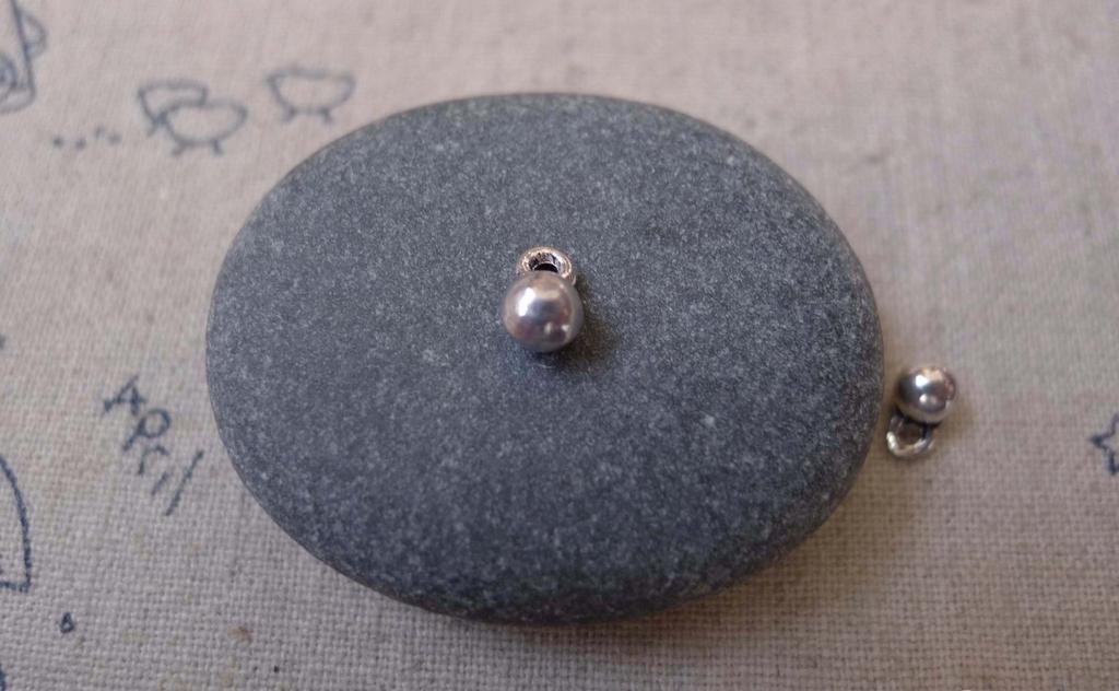 Accessories - 50 Pcs Of Antique Silver Solid Round Ball Charms 4x6.5mm A7499
