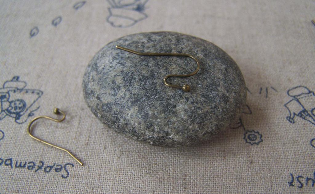 Accessories - 50 Pcs Of Antiqued Bronze Brass Ball End Fish Hook Earwire 10mm A4594