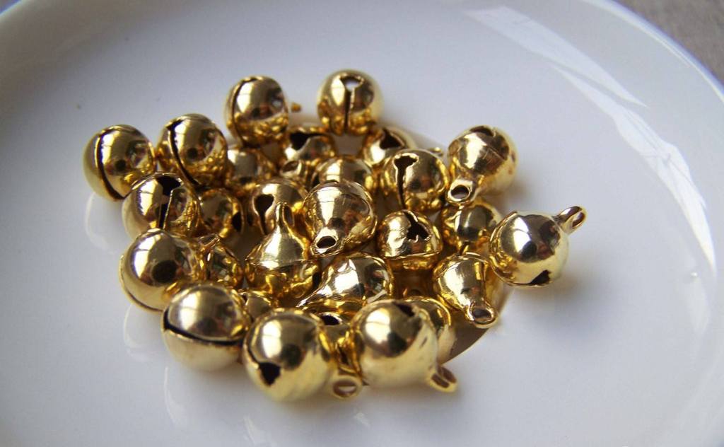Accessories - 50 Pcs Of Gold Color Bells Jingle Bells Charms 6mm A3850