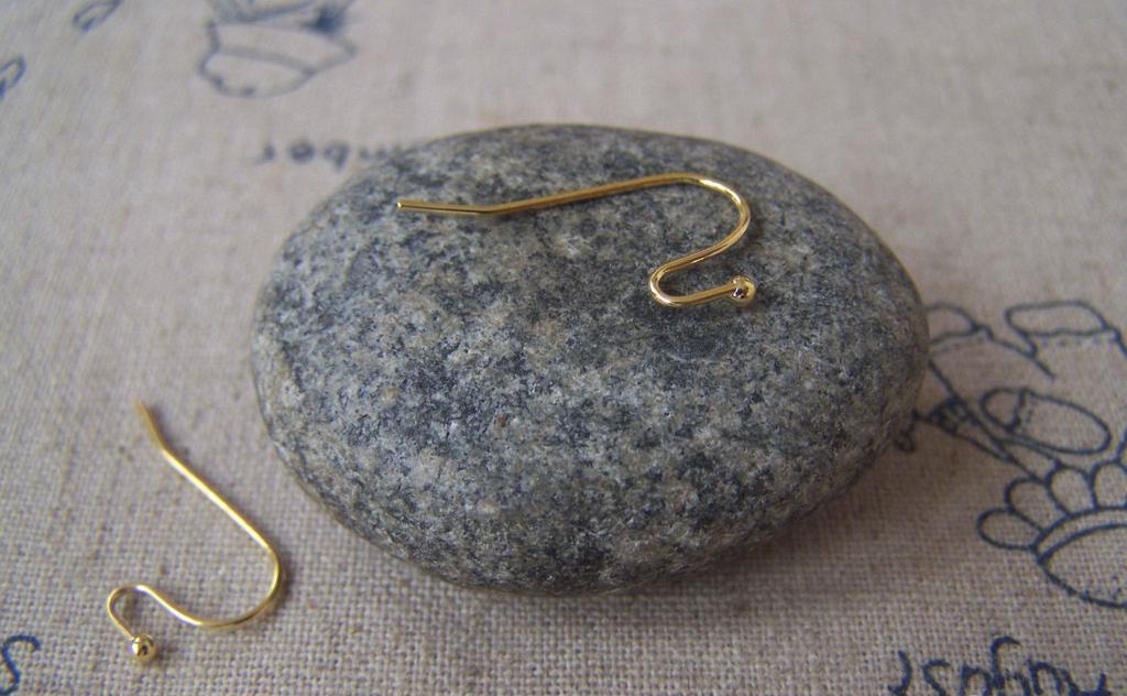 Accessories - 50 Pcs Of Gold Tone Brass Ball End Fish Hook Earwire 10mm A4595
