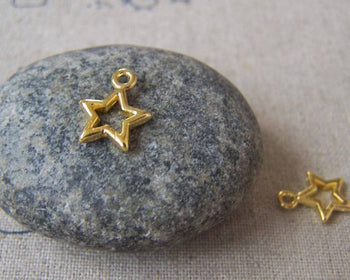 Accessories - 50 Pcs Of Gold Tone Filigree Star Frame Charms 10mm A4497