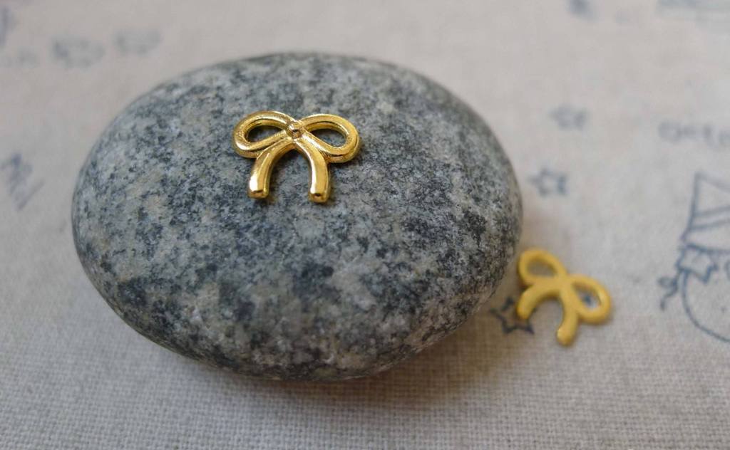 Accessories - 50 Pcs Of Gold Tone Tiny Butterfly Knot Bow Charms 8x10mm A5903