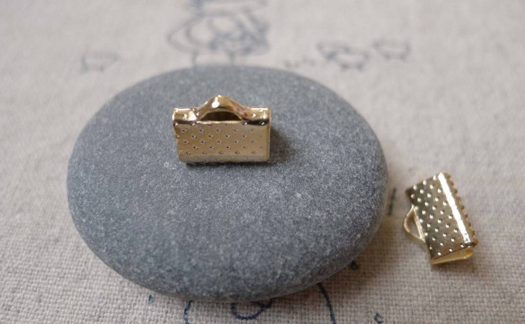 Accessories - 50 Pcs Of KC Gold Rose Gold Tone Iron Ribbon Ends Clamps Fasteners Clasps 10mm A7288