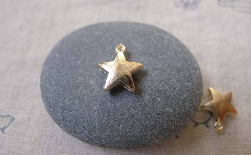 Accessories - 50 Pcs Of KC Gold Tone Thick Star Charms 10mm A7186