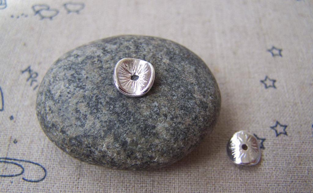 Accessories - 50 Pcs Of Silver Tone Brass Curved Potato Chip Disc Beads Spacer Charms 8x9mm A5022