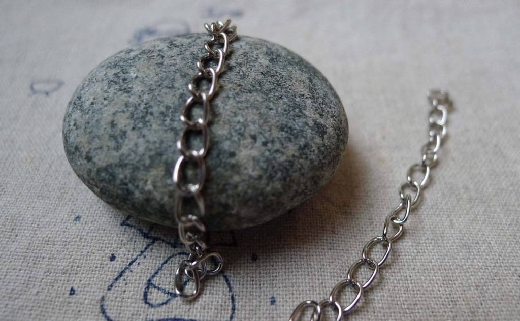 Accessories - 50 Pcs Of Silvery Gray Nickel Tone Steel Precut Extension Chain Link A5492