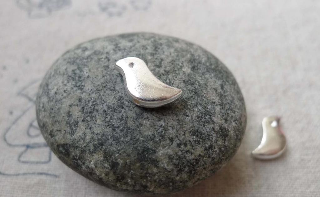 Accessories - 50 Pcs Shiny Silver Tone Rondelle Bird Spacer Beads Charms 7x12mm A6701