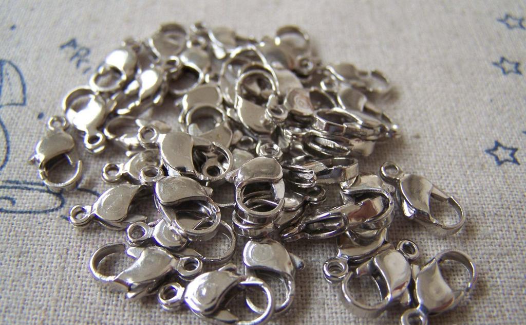 Accessories - 50 Pcs Silvery Gray Nickel Tone Iron Lobster Clasp 12mm A6920