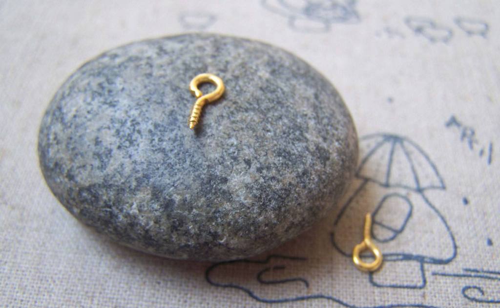 Accessories - 500 Pcs Of Gold Tone Mini Screw Eye Pins 4x8mm -------- 19 Gauge A4823