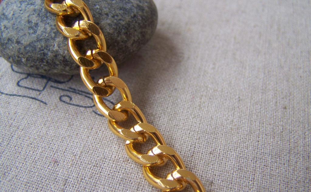Accessories - 6.6 Ft (2m) Gold Tone Aluminium Thick Curb Chain Unsoldered Links 9x11.5mm A4532