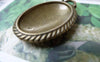 Accessories - 6 Pcs Antique Bronze Oval Pendant Tray, Coiled Edge Bezel Settings Match 22x30mm Cabochon A7248