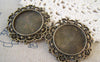 Accessories - 6 Pcs Antique Bronze Round Cameo Base Settings Back Loop Match 25mm Cabochon A5422