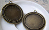 Accessories - 6 Pcs Antique Bronze Round Cameo Base Settings Match 30mm Cabochon A3152