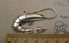 Accessories - 6 Pcs Antique Silver Shrimp Pendants Charms 35x56mm A7466