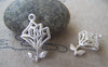 Accessories - 6 Pcs Matte Silver Brass 3D Filigree Rose Flower Pendants 15x24mm A2445