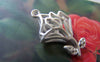 Accessories - 6 Pcs Matte Silver Brass 3D Filigree Rose Flower Pendants 15x24mm A2445