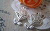 Accessories - 6 Pcs Matte Silver Brass 3D Filigree Rose Flower Pendants 15x24mm A2445