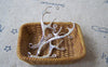 Accessories - 6 Pcs Matte Silver Brass Deer Horn Antler Charms With Multiple Loops 13x36mm A3074