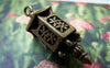 Accessories - 6 Pcs Of Antique Bronze 3D Filigree Lantern Pendant Charms 12x35mm A2225