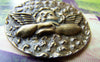 Accessories - 6 Pcs Of Antique Bronze Angel Round Pendants Charms 39mm A1642