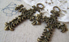Accessories - 6 Pcs Of Antique Bronze Cross Pendants Charms 40x61mm A4255