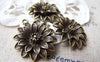 Accessories - 6 Pcs Of Antique Bronze Daisy Flower Charms 23mm A342