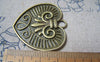 Accessories - 6 Pcs Of Antique Bronze Elegant Heart Pendants Charms 37x38mm A4766