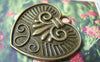 Accessories - 6 Pcs Of Antique Bronze Elegant Heart Pendants Charms 37x38mm A4766