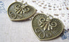 Accessories - 6 Pcs Of Antique Bronze Elegant Heart Pendants Charms 37x38mm A4766