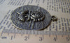 Accessories - 6 Pcs Of Antique Bronze Embossed Rose Flower Round Pendants Huge Size 38mm A1636